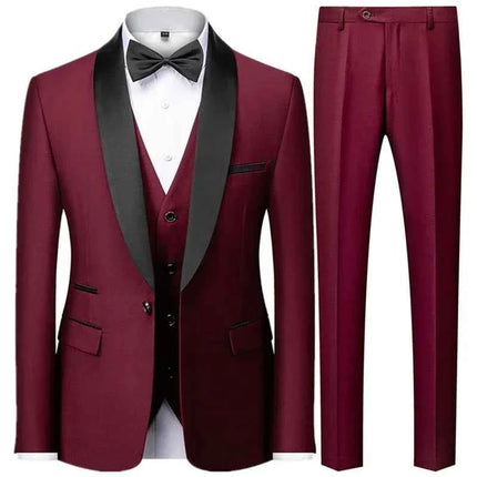 Abito Uomo 3 Pezzi Nero Slim Fit - Giacca, Pantalone e Gilet Cerimonia