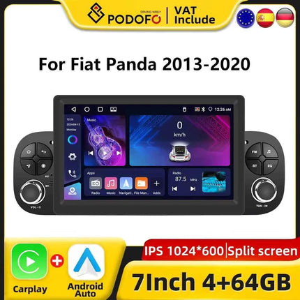 Podofo CarPlay Android Radio For Fiat Panda 2013-2020 Car Intelligent System 1din GPS Stereo Multimedia Player RDS FM Car Radio