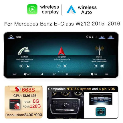 Uckazy 12.8" 2400*900 Snapdragon 665 Android 14 Car Multimedia Wireless CarPlay For Mercedes Benz E Class W212 2009 - 2015 Car Radio Player Video DSP Stereo Touch Screen 4G WiFi BT
