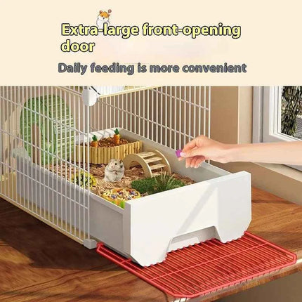 Large Hamster Cage with Easy Clean Drawer Luxury Villa Style for Golden Hamster Fancy Mouse And Dwarf Rat Habitat Decor