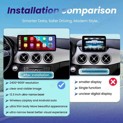 BONROAD Linux 12.3" Wireless CarPlay Car Multimedia Touch Screen Android Auto For Mercedes Benz B Class W245 W246 2011-2019 GPS