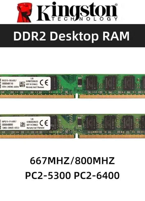 Kingston Memoria RAM DDR2 2GB 800Mhz 667MHz PC2-5300 PC2-6400 240 Pins 1.8V NON ECC Desktop Memory Model