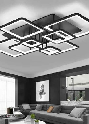 Lampade Moderne per Soggiorno, Lampadario LED Nordico Nero per Camera da Letto e Studio, Illuminazione per Sala da Pranzo, Apparecchi di Illuminazione per Interni