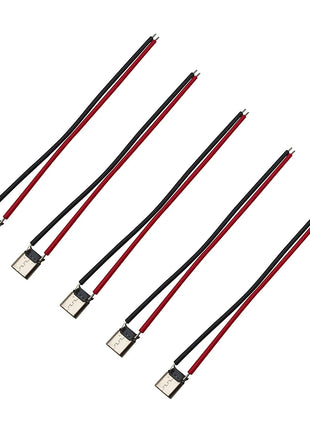 2/5/10 Pezzi Connettore USB Tipo C 10cm a 2 Pin Maschio e Femmina per Saldatura, Presa di Ricarica USB-C per Porte di Ricarica di Telefoni Cellulari