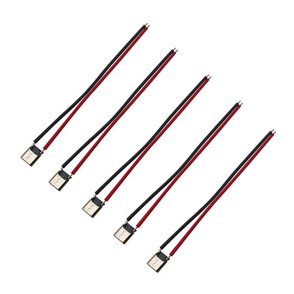 2/5/10 Pezzi Connettore USB Tipo C 10cm a 2 Pin Maschio e Femmina per Saldatura, Presa di Ricarica USB-C per Porte di Ricarica di Telefoni Cellulari