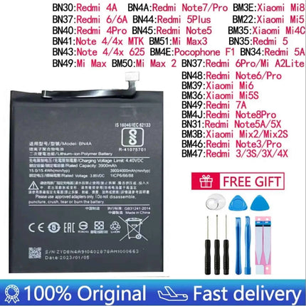Battery For Xiaomi Mi Redmi Note Max Mix 2 3 3S 3X 4 4X 4A 5 5A 5S 5X M5 6 6A 7 7A 8 8T 9 9A M9 SE Pro Plus Lite batteries