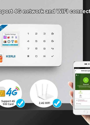 KERUI W184 4G WIFI GSM Sistema di Allarme Unità Wireless Home Tuya Smart APP Controllo Sensore di Movimento Antifurto Supporto Alexa Sensore di Movimento