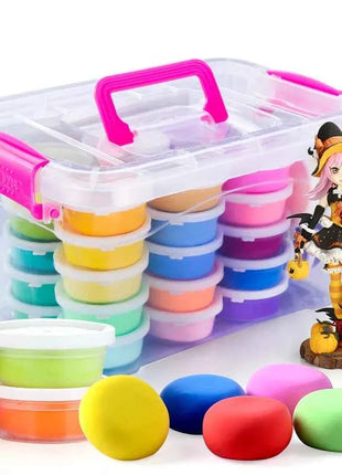Nuovo set di argilla sicuro e non tossico a 24 colori Spazio ultraleggero Fango Fiocco di neve Giocattolo di argilla Fatto a mano Materiale da modellazione fai da te Giocattolo con secchio
