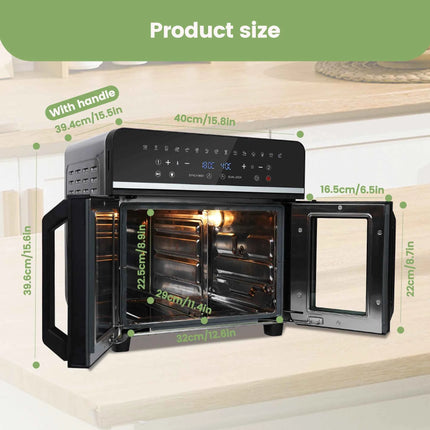 Friggitrice ad Aria XXL 23L Doppia Zona - 2200W, Touch LED, 15 Programmi + Ricettario