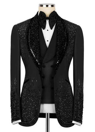 Abito Uomo Lusso con Cristalli Rhinestone - Tuxedo Sposo Slim Fit