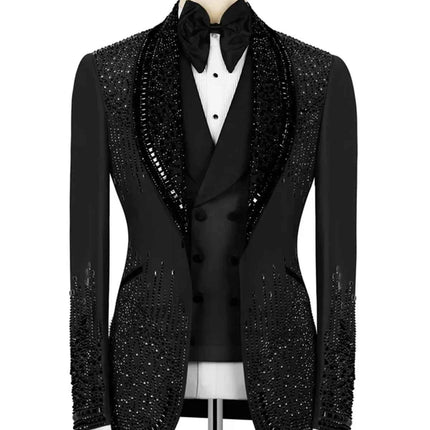 Abito Uomo Lusso con Cristalli Rhinestone - Tuxedo Sposo Slim Fit