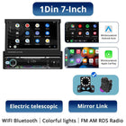 1Din Car Radio 7Inch Automatic Retractable Touch Screen Wireless Carplay Android auto MP5 Multimedia Player Bluetooth FM RDS AUX