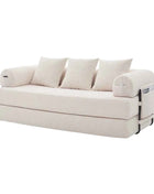 Folding Compression Sofa with Metal Frame, Side Pockets Plus 3 Pillows. Freely Configurable. Modern Metal-fabric Combination