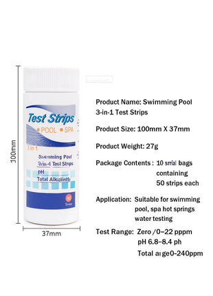 50 pz/set Strisce reattive PH cloro, carta reattiva acqua 3 in 1, strumento multiuso per durezza per piscina, SPA, acquario