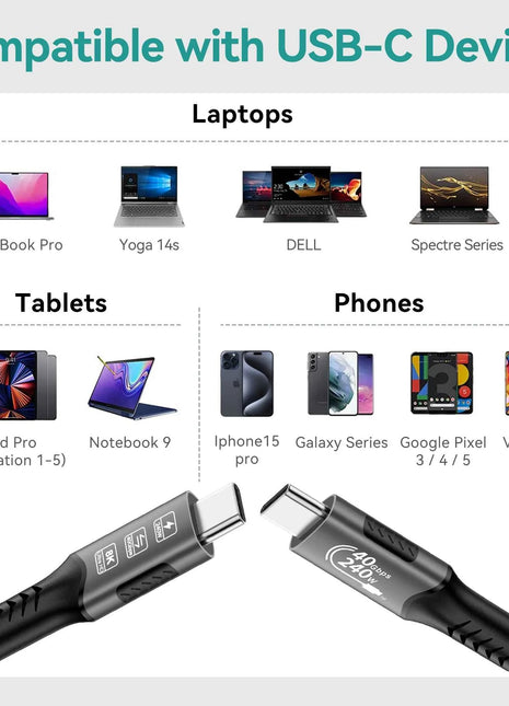 FDBRO 8K Cavo USB4 40Gbps 240W PD3.1 QC4.0 Per Thunderbolt 4 Tipo C Cavo di ricarica veloce Thunderbolt3 USB da C a C Trasferimento dati