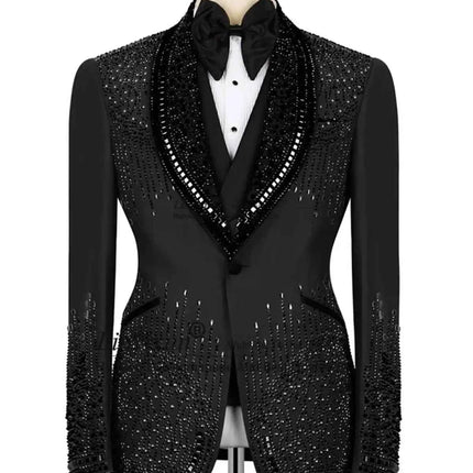 Abito Uomo Lusso con Cristalli Rhinestone - Tuxedo Sposo Slim Fit