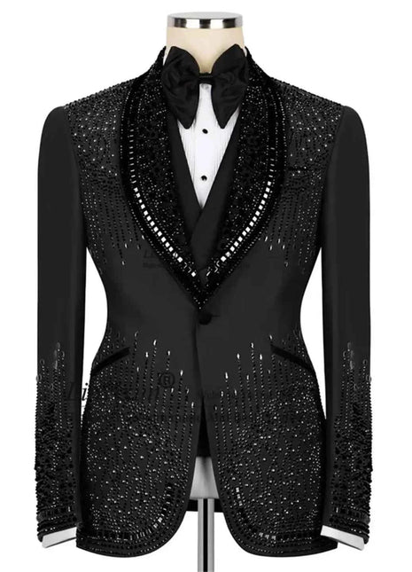 Abito Uomo Lusso con Cristalli Rhinestone - Tuxedo Sposo Slim Fit
