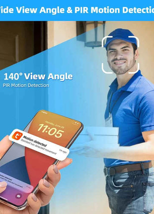 Tuya Smart 3MP 140° Ampio Angolo di Visione Mini Spioncino Digitale Eye Viewer WiFi IR Rilevamento PIR Campanello Videocamera per porte Alexa Google