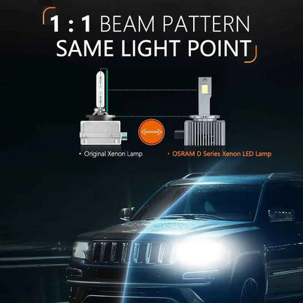 OSRAM LED D1S D3S Car Headlight LEDriving XENON HID Lamps 45W Power Bright 6000K White Canbus LED Bulbs Original Upgrade, Pair