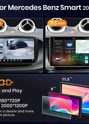 Junsun 8 Core Wireless CarPlay Android Auto Car Radio For Mercedes Benz Smart 453 Fortwo 2014-2020 4G WiFi GPS Navigation Stereo