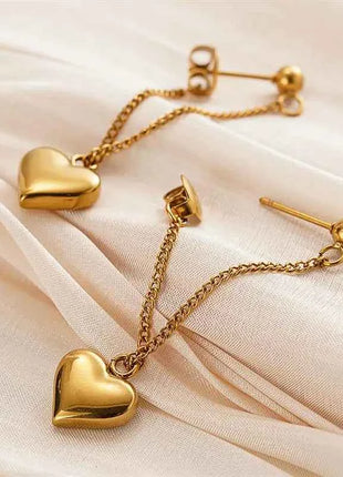 Orecchini Pendenti Huitan in Acciaio Inossidabile per Donne, Design Estetico a Catena con Cuore, Accessori Romantici per Matrimoni e Fidanzamenti, Gioielli di Tendenza