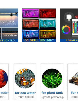 Fish Tank Light Bar 5050 RGB LED 28cm 48cm Waterproof Aquarium Submersible Lamp Remote Control 16 Kinds of Colors EU Plug