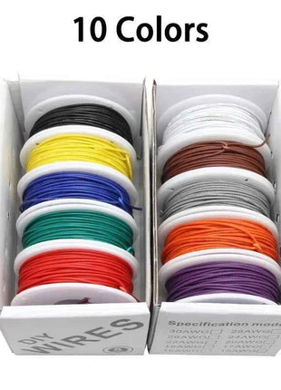 （5 Colors Mix Kit）UL1007 Wire PVC Insulation Tinned Copper Cable Stranded Electrical Line 30/28/26/24/22/20/18/16 AWG PCB Wire