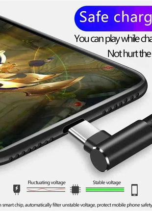 40W 5A USB To Type C Fast charge Weave Data Cable 90 Degree Phone Charger Cable For iPhone Xiaomi Redmi Huawei USB Charging Wire