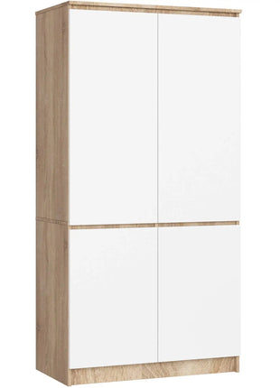 Armadio AKORD S90 4 ante Rovere Sonoma, Bianco 90x51x180 cm