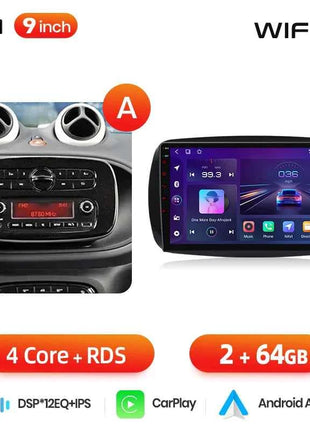 Junsun 8 Core Wireless CarPlay Android Auto Car Radio For Mercedes Benz Smart 453 Fortwo 2014-2020 4G WiFi GPS Navigation Stereo
