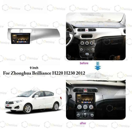 Cornice Radio Android Ownice 9 Pollici Quadlock per Auto Brilliance H220 H230, Pannello Stereo 2DIN con Cablaggio 16PIN e Box Canbus