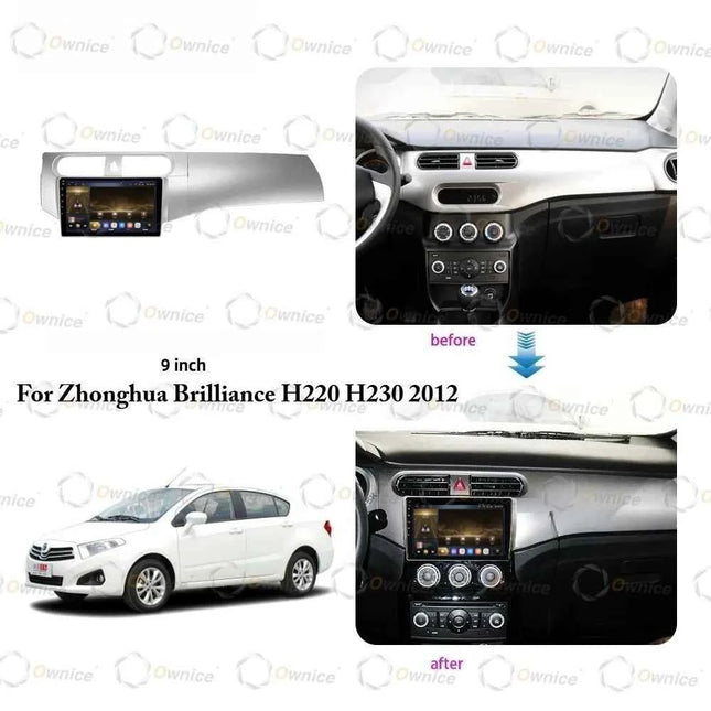 Cornice Radio Android Ownice 9 Pollici Quadlock per Auto Brilliance H220 H230, Pannello Stereo 2DIN con Cablaggio 16PIN e Box Canbus