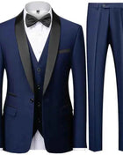 Abito Uomo 3 Pezzi Nero Slim Fit - Giacca, Pantalone e Gilet Cerimonia