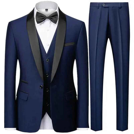 Abito Uomo 3 Pezzi Nero Slim Fit - Giacca, Pantalone e Gilet Cerimonia