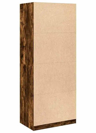 Armadio in legno ingegnerizzato di rovere affumicato 80x50x200 cm, Armadio alto con ripiani e asta appendiabiti per camera da letto
