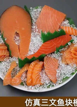 1pcs Simulated Sushi Model Simulated Salmon Fake Japanese Cuisine Simulated Salmon Slices Four Consecutive Pieces Food Model PVC
