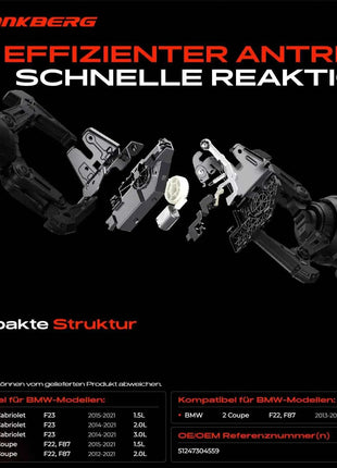 Frankberg 1x Serratura Portellone per BMW Serie 2 Cabriolet F23, Serie 2 Coupé F22, F87 51247304559