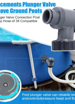 Valvola a Stantuffo On/Off per Piscina, Connessione Filtro Pompa 38mm, per Bestway e INTEX, Accessori di Ricambio per Giardino Esterno