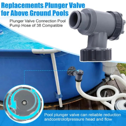 Valvola a Stantuffo On/Off per Piscina, Connessione Filtro Pompa 38mm, per Bestway e INTEX, Accessori di Ricambio per Giardino Esterno