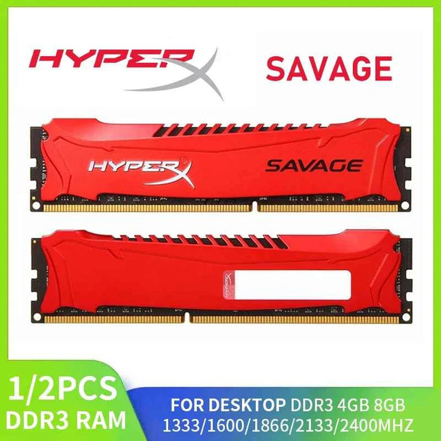 1/2PCS HYPERX SAVAGE DDR3 RAM 4GB 8GB 1866MHz 1333 1600 2133 2400 MHz Desktop Memory 240Pins PC3-14900 12800 DIMM 1.5V PC RAM