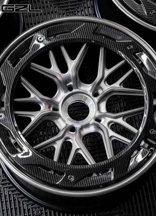 Cerchi in Fibra di Carbonio LSGZL 20 22 24 26 Pollici, Ruote Nere 5x114.3 5x120 5x130 per Auto Passeggeri, Compatibili con Bentley e McLaren