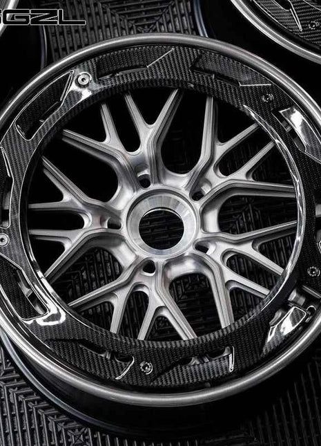 Cerchi in Fibra di Carbonio LSGZL 20 22 24 26 Pollici, Ruote Nere 5x114.3 5x120 5x130 per Auto Passeggeri, Compatibili con Bentley e McLaren
