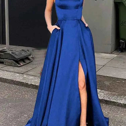 Nuovo per le donne Abito elegante Moda estiva Festa notturna Formale Abito da sera lungo con spalline Abiti da sposa eleganti