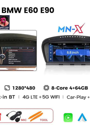 MEKEDE Android 14 Car Multimedia Player For BMW 3 Series E60 E61 E63 E64 5 Series E90 E91 E92 E93 CCC CIC DSP Carplay Auto Radio