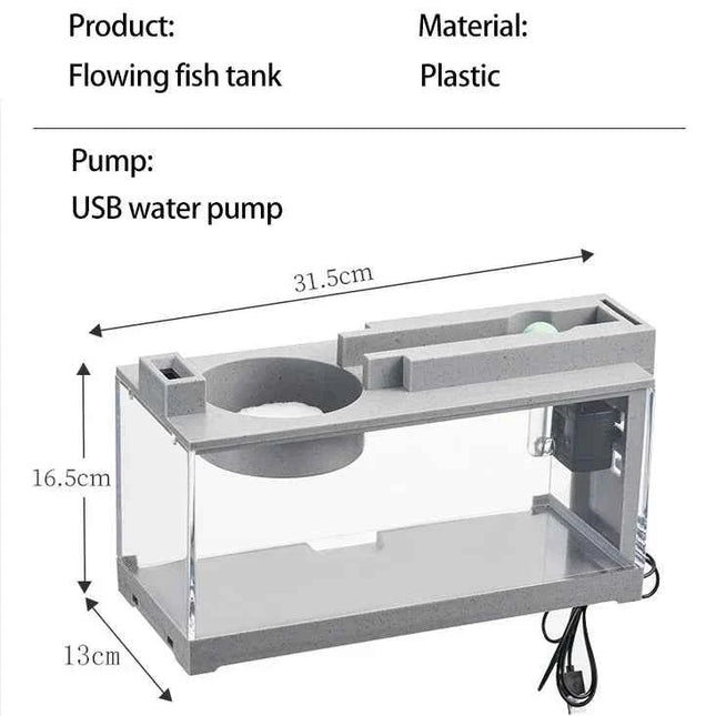 Aquarium Fish Tank Kit Built-in Oxygen Bar USB Mute Filter With Light Strip Multi-functional Office Desktop Home Ornaments Decor