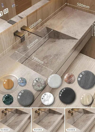Seamless Stone Vanity Set, One-Piece Basin Bathroom Cabinet , SingleDouble Sink, Stain Resistant & Durable, Customizable