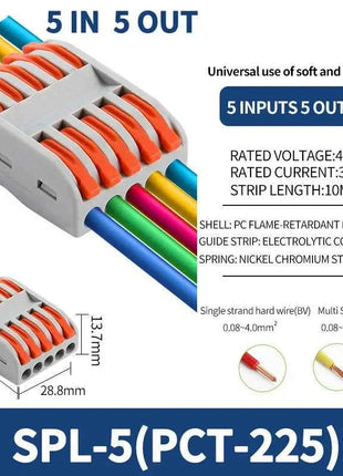 1 In Multiple Out Push-in Electrical Wire Connector Terminal Block Universal Fast Wiring Cable Connectors For Cable Connection