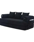 Folding Compression Sofa with Metal Frame, Side Pockets Plus 3 Pillows. Freely Configurable. Modern Metal-fabric Combination