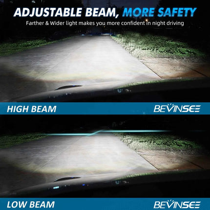 BEVINSEE V55 H7 H4 H11 LED Headlight Bulbs 28000LM 150W 9005 HB3 9006 HB4 9012 HIR2 LED Fog Lights CANbus Super Bright Turbo 12V