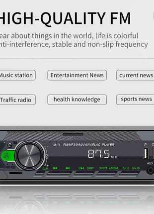 Hikity Universal 1DIN Car MP3 Player Bluetooth High Quality FM USB TF Car Radio Voice Assistant APP Mobile Phone Remote Control